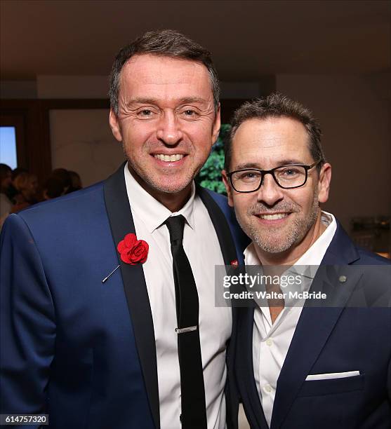 Andrew Lippa and David Bloch attend an intimate salon with Award-Winning Dramatist Steve Martin at the home of Novelist and Playwright Elizabeth...