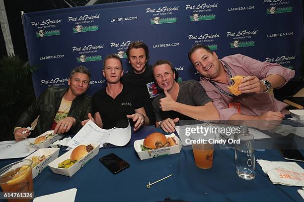 Judges David Burka, Neil Patrick Harris, Jonathan Cheban, Marc Murphy and Josh Capon attend the Blue Moon Burger Bash presented by Pat LaFrieda Meats...