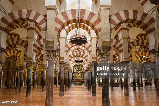 cordoba mesquita columns - mezquita catedral de córdoba fotografías e imágenes de stock