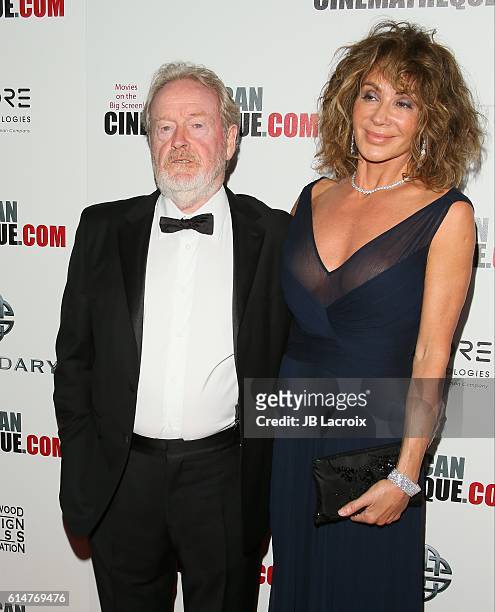 Actors Ridley Scott and Giannina Facio attend the 30th Annual American Cinematheque Awards Gala at The Beverly Hilton Hotel on October 14, 2016 in...