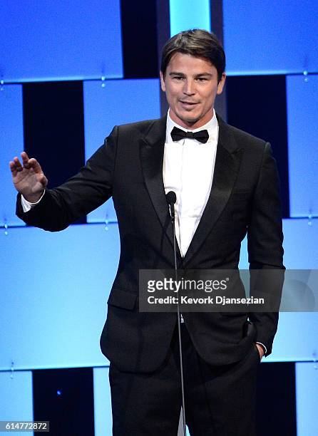 Actor Josh Hartnett speaks onstage at the 30th Annual American Cinematheque Awards Gala at The Beverly Hilton Hotel on October 14, 2016 in Beverly...