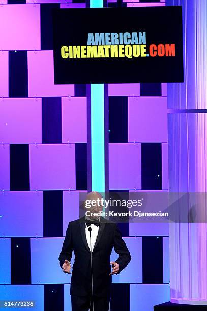 Actor Sir Ben Kingsley speaks onstage at the 30th Annual American Cinematheque Awards Gala at The Beverly Hilton Hotel on October 14, 2016 in Beverly...