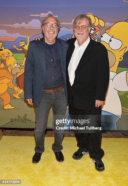 Executive Producers James L. Brooks and Matt Groening attend a celebration of the 600th Episode of "The Simpsons" at YouTube Space LA on October 14,...