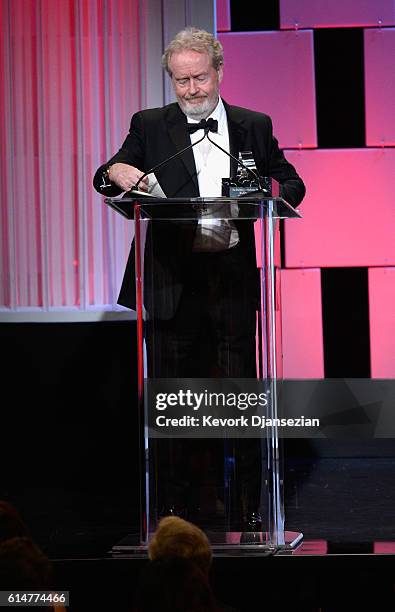 Honoree Sir Ridley Scott accepts the American Cinematheque Award onstage at the 30th Annual American Cinematheque Awards Gala at The Beverly Hilton...