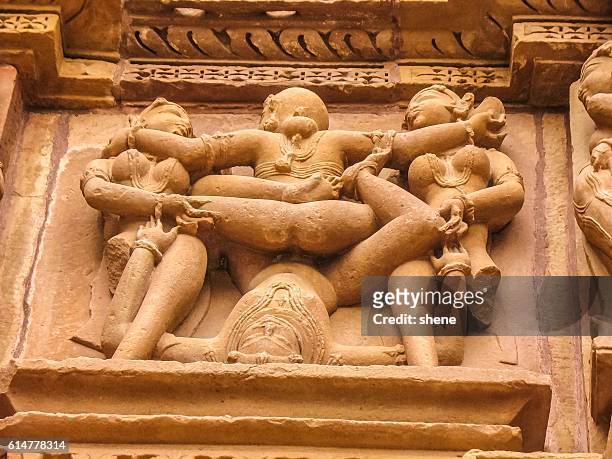 sculpture in khajuraho - khajuraho stock pictures, royalty-free photos & images