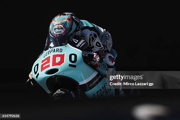 Fabio Quartararo of France and Leopard Racing heads down a straight during the practice during the MotoGP of Japan - Qualifying at Twin Ring Motegi...