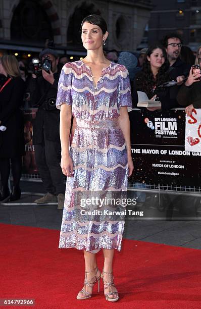 Gemma Arterton attends 'Their Finest' Mayor's Centrepiece Gala screening during the 60th BFI London Film Festival at Odeon Leicester Square on...