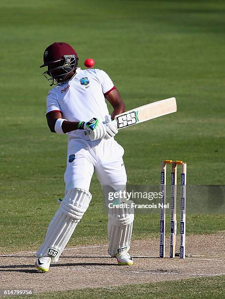 Darren Bravo of West Indies bats during Day Three of the First Test between Pakistan and West Indies at Dubai International Cricket Ground on October...