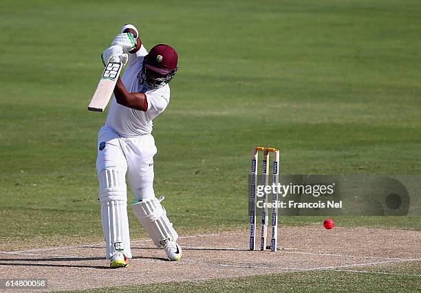 Darren Bravo of West Indies bats during Day Three of the First Test between Pakistan and West Indies at Dubai International Cricket Ground on October...