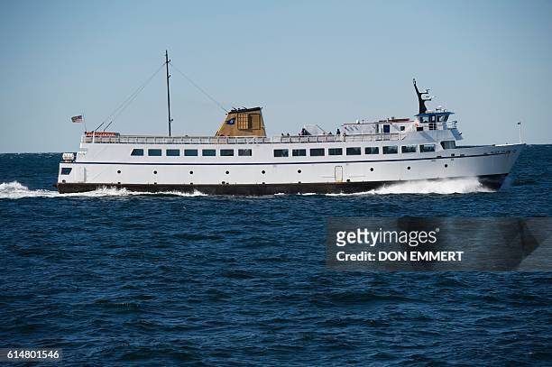Block Island Ferry makes the crossing from the island to Rhode island on October 14, 2016 off the shores of Block Island, Rhode Island. / AFP / DON...