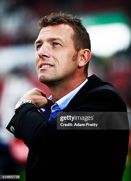 Markus Weinzierl head coach of Schalke 04 during the Bundesliga match between FC Augsburg and FC Schalke 04 at WWK Arena on October 15, 2016 in...