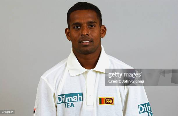 Portrait of Thilan Samaraweera of Sri Lanka during the Sri Lankan Cricket Team photoshoot held in Shenley, England on April 23, 2002. DIGITAL IMAGE.