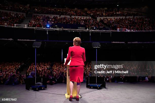 First Minister and SNP leader Nicola Sturgeon addresses the Scottish National Party Conference 2016 on October 15, 2016 in Glasgow, Scotland. Nicola...