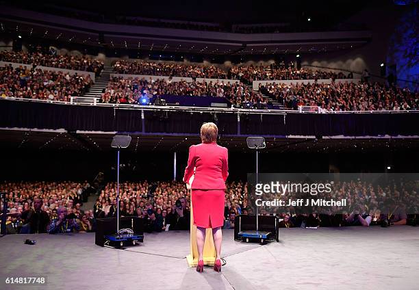 First Minister and SNP leader Nicola Sturgeon addresses the Scottish National Party Conference 2016 on October 15, 2016 in Glasgow, Scotland. Nicola...