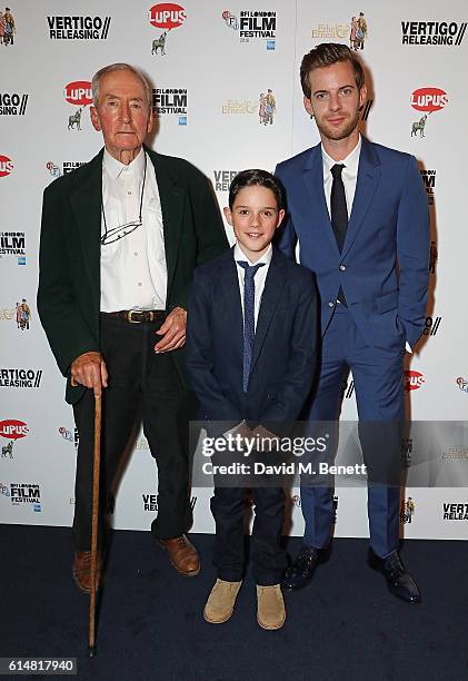 Raymond Briggs, Harry Collett and Luke Treadaway attend the 'Ethel & Ernest' screening during the 60th BFI London Film Festival at The Curzon Mayfair...