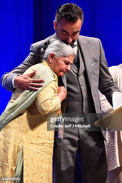 Mr Surjit Singh Chhokar's mother Gurdev Kaur Chhokar, lawyer Aamer Anwar and his sister Manjit Kaur Sangha address the Scottish National Party...