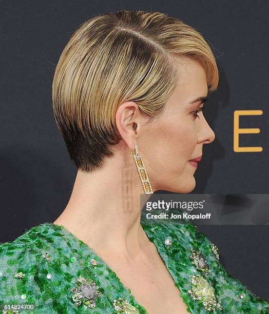 Actress Sarah Paulson arrives at the 68th Annual Primetime Emmy Awards at Microsoft Theater on September 18, 2016 in Los Angeles, California.