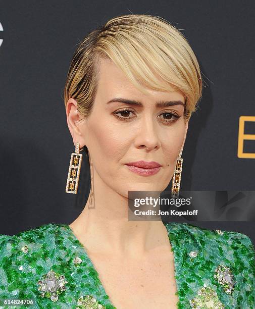 Actress Sarah Paulson arrives at the 68th Annual Primetime Emmy Awards at Microsoft Theater on September 18, 2016 in Los Angeles, California.