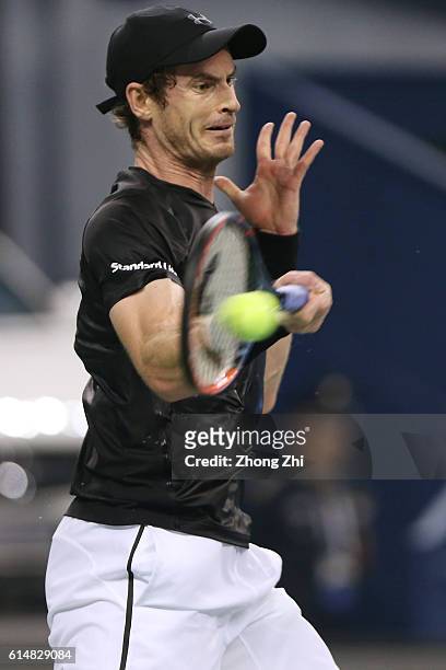 Andy Murray of Great Britain returns a shot against Gilles Simon of France during the Men's singles semifinal match on day 7 of Shanghai Rolex...