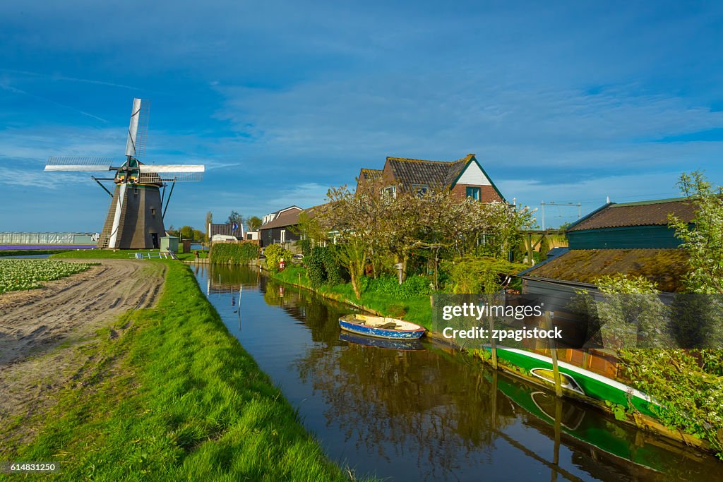 Dutch countryside with a windmill, in the Netherlands