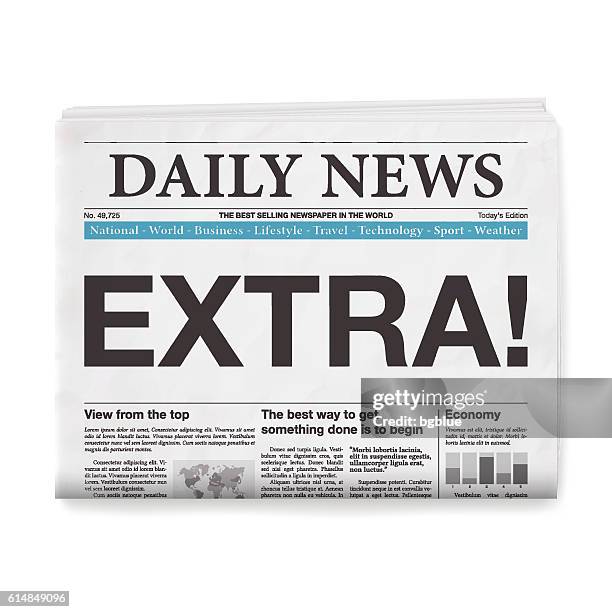 extra! headline. newspaper isolated on white background - broadsheet newspaper stock illustrations