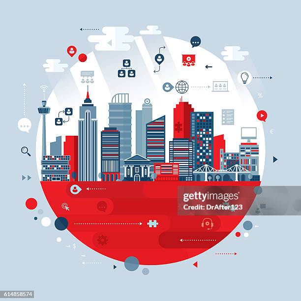 webinar concept - round window stock illustrations