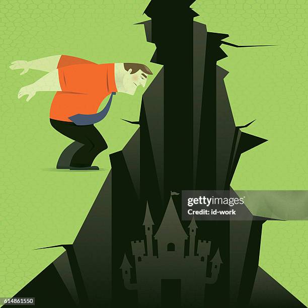 jumping through gap - jumping castle stock illustrations