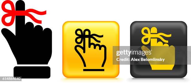 reminder ribbon on finger vector button set - index finger white background stock illustrations