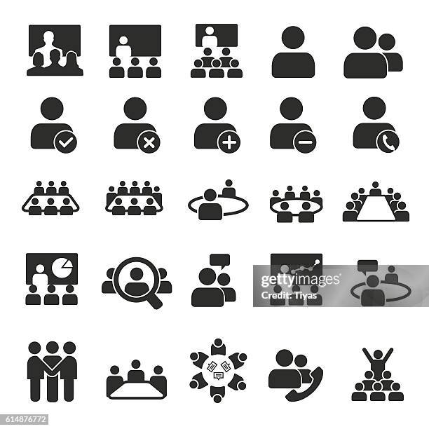 illustrazioni stock, clip art, cartoni animati e icone di tendenza di icone di conference - clip art