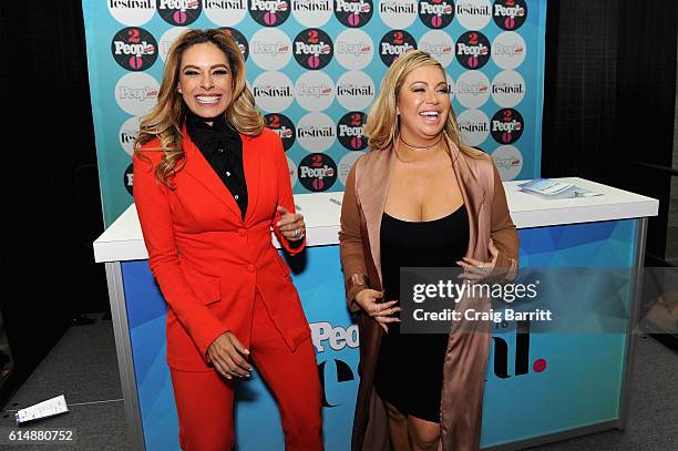 Actress Galilea Montijo and singer Chiquis Rivera pose backstage during the 5th Annual Festival PEOPLE En Espanol, Day 1 at the Jacob Javitz Center...