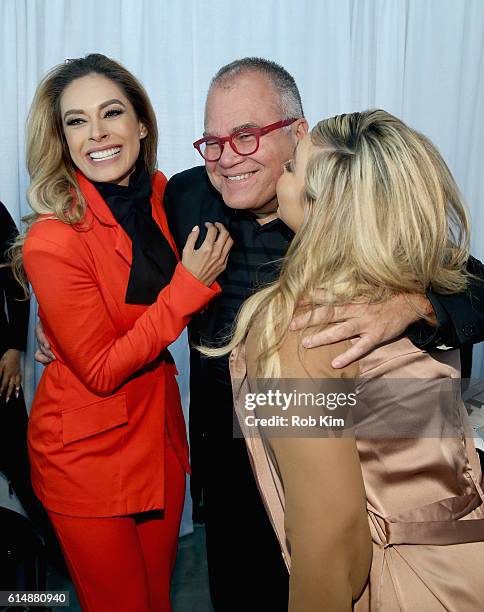 Galilea Montijo, Armando Correa and Chiquis Rivera pose backstage during the 5th Annual Festival PEOPLE En Espanol, Day 1 at the Jacob Javitz Center...