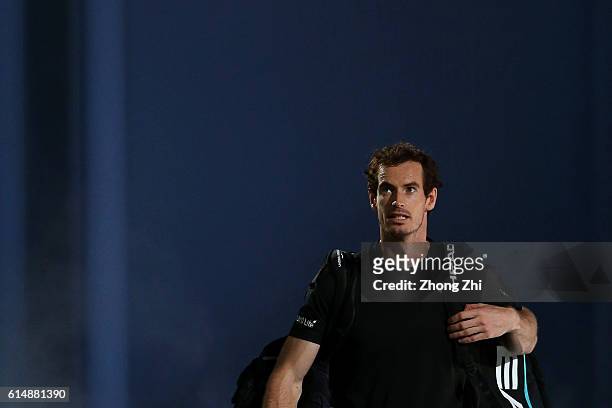 Andy Murray of Great Britain enters the court for the match against Gilles Simon of France during the Men's singles semifinal on day 7 of Shanghai...