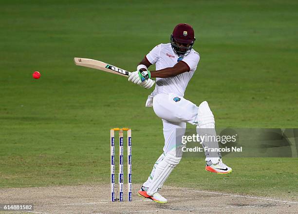 Darren Bravo of West Indies bats during Day Three of the First Test between Pakistan and West Indies at Dubai International Cricket Ground on October...