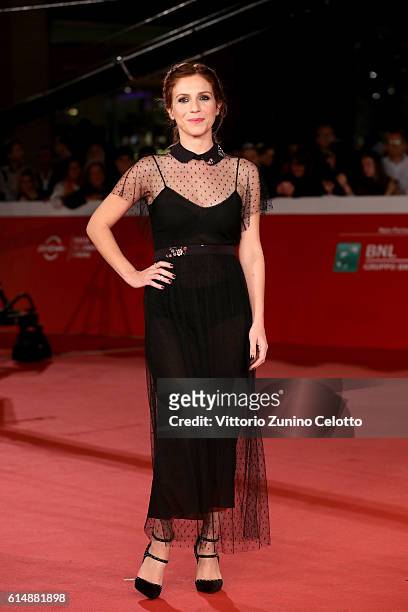 Isabella Ragonese walks a red carpet for 'Sole Cuore Amore' during the 11th Rome Film Festival at Auditorium Parco Della Musica on October 15, 2016...