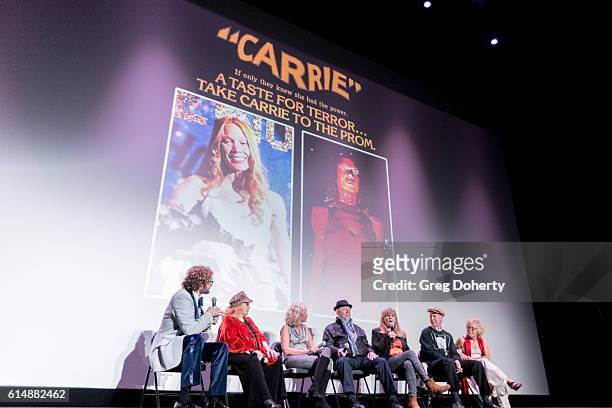 Writer Bryan Fuller, Actors Piper Laurie, Nancy Allen, Editor Paul Hirsch, and Actors P.J. Soles, Doug Cox and Terry Bolo attend the 40th Anniversary...