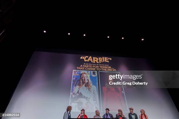 Writer Bryan Fuller, Actors Piper Laurie, Nancy Allen, Editor Paul Hirsch, and Actors P.J. Soles, Doug Cox and Terry Bolo attend the 40th Anniversary...