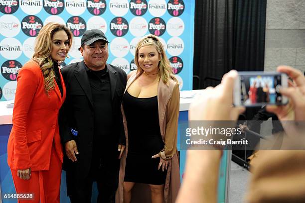 Galilea Montijo and Chiquis Rivera pose with fans during the 5th Annual Festival PEOPLE En Espanol, Day 1 at the Jacob Javitz Center on October 15,...