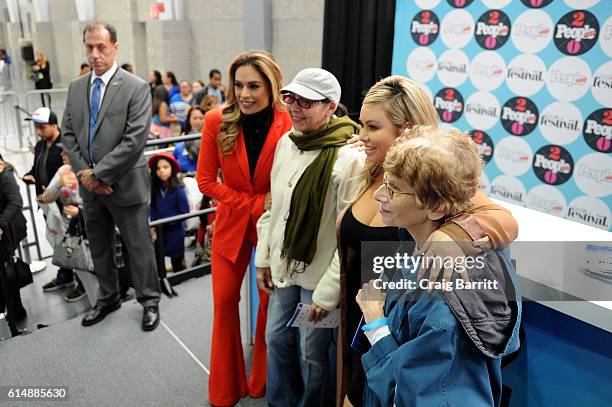 Galilea Montijo and Chiquis Rivera pose with fans during the 5th Annual Festival PEOPLE En Espanol, Day 1 at the Jacob Javitz Center on October 15,...