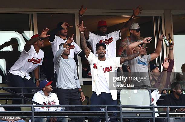 National Basketball Association Cleveland Cavaliers attend game two of the American League Championship Series between the Toronto Blue Jays and the...