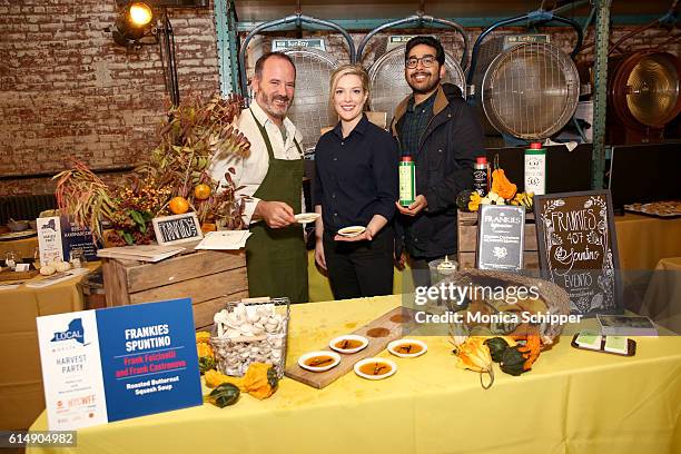 Kitchen Staff of Frankies Spuntino pose with their Roasted Butternut Squash Soup at Harvest Party hosted by Katie Lee and Marcela Valladolid part of...