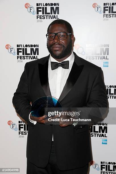 Steve McQueen poses in the winner's room at BFI London Film Festival Awards during the 60th BFI London Film Festival at Banqueting House on October...