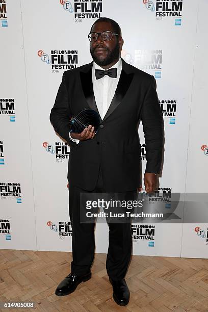 Steve McQueen poses in the winner's room at BFI London Film Festival Awards during the 60th BFI London Film Festival at Banqueting House on October...