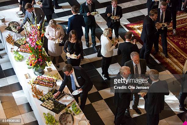 Guests attend a reception hosted by Queen Margarethe of Denmark for the Danish Olympic and Para-Olympic Teams at Christiansborg on October 14, 2016...