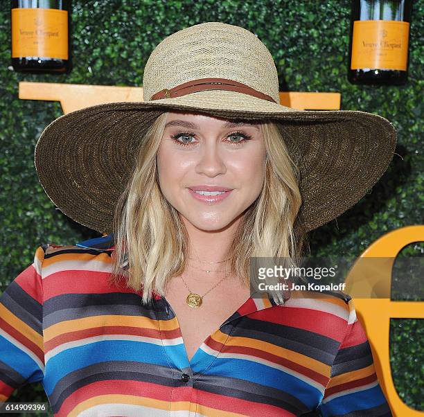 Actress Becca Tobin arrives at the 7th Annual Veuve Clicquot Polo Classic at Will Rogers State Historic Park on October 15, 2016 in Pacific...