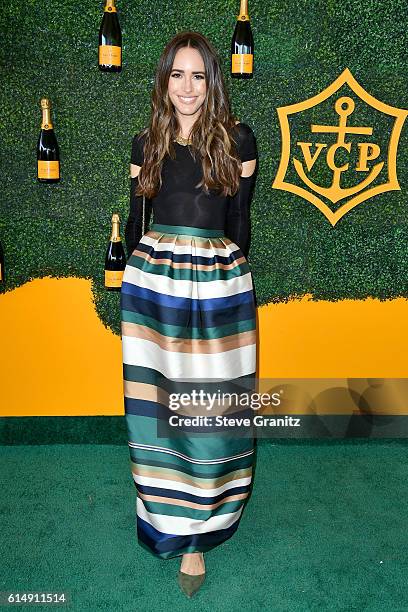 Presenter Louise Roe attends the Seventh Annual Veuve Clicquot Polo Classic at Will Rogers State Historic Park on October 15, 2016 in Pacific...
