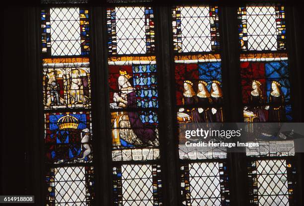 Elizabeth Woodville and Daughters, Canterbury Cathedral, Kent, 20th century. Medieval stained glass depiction of Elizabeth praying opposite her...