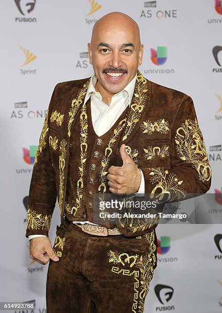 Lupillo Rivera poses backstage during Univision and Fusion RiseUp As One Concert at CBX on October 15, 2016 in San Diego, California.
