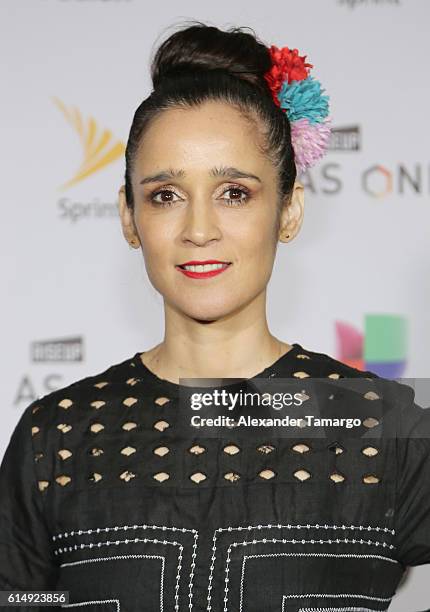 Julieta Venegas poses backstage during Univision and Fusion RiseUp As One Concert at CBX on October 15, 2016 in San Diego, California.