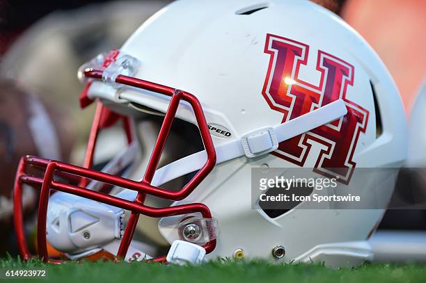 Houston Cougars helmet during the Tulsa Golden Hurricanes at Houston Cougars game at TDECU Stadium, Houston, Texas.
