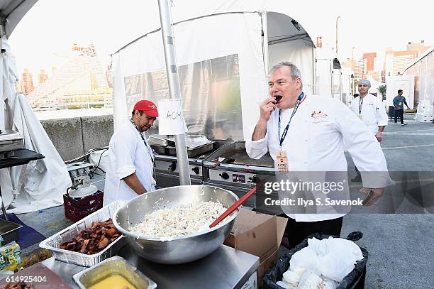 Chef Jacques Torres at the Ben & Jack's Steakhouse booth at Rooftop "Chopped" during the Food Network & Cooking Channel New York City Wine & Food...